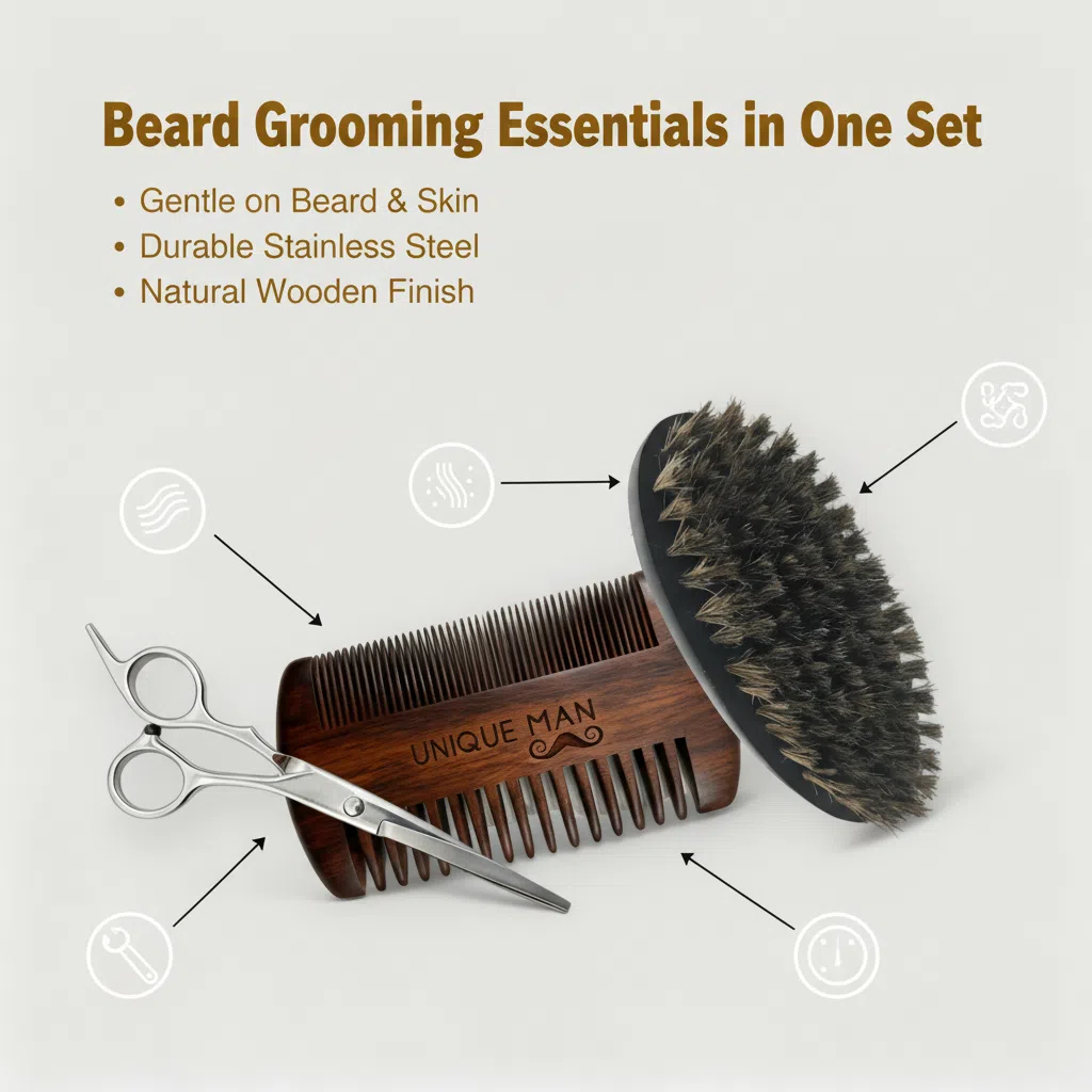 UNIQUE MAN Men's Beard Set, Bl - Grooming Kit recension och pris
